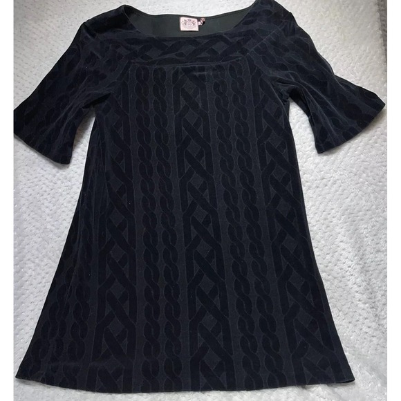 Vintage Y2K  Juicy Couture Black Velour Dress  USA L Goth - Picture 7 of 9